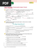 Worksheet 3: Unit 2: Past Simple / Present Perfect Simple / Present Perfect Continuous