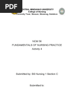 NCM 56 Fundamentals of Nursing Practice Activity 4: University Town, Musuan, Maramag, Bukidnon