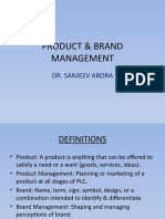 Product & Brand Management: Dr. Sanjeev Arora