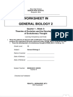 Worksheet in General Biology 2: Quarter 1 - Week 3: Theories of Evolution and The Development of Evolutionary Thought