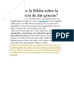 Qué Dice La Biblia Sobre La Importancia de Dar Gracias