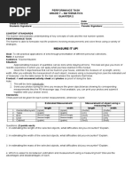 Measure It Up!: Performance Task Grade 7 - Mathematics Quarter 2