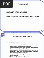 Pertemuan 4: Bidang Usaha Umkm Aspek-Aspek Pengelolaan Umkm