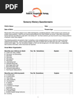 Sensory History Questionnaire