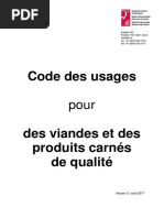 Code Des Usages Pour Des Viandes Et Des Produits Carnés de Qualité