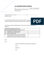 Format of Bonafide Student Certificate