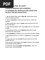 Page 21 Exercises An and B Lesson A Grammar and Vocabulary A: Complete The Sentences With Words From The Box. Use The Correct Form