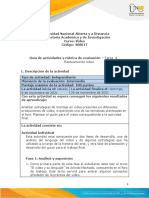 Guía de Actividades y Rúbrica de Evaluación - Unidad 3 - Tarea 4 - Planteamiento Video