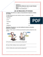 Avaliação de Matemática III Unidade 3ºano