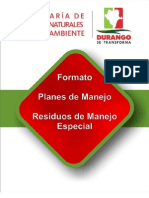 Formato de Plan de Manejo de Residuos Especiales Durango