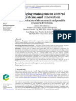 Bridging Management Control Systems and Innovation: The Evolution of The Research and Possible Research Directions