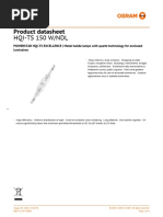 Product Datasheet: Hqi-Ts 150 W/NDL