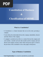 Constitution of Business and Classification of MSME