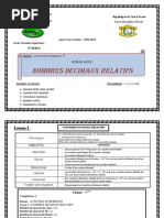 NOMBRES DECIMAUX RELATIFS 4ème