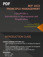 BCF 1022 Principle Management: Chapter 1 Introduction To Management and Organization