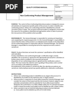 Non Conforming Product Management: Quality Systems Manual