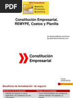 Constitución Empresarial REMYPE Costos y Planilla