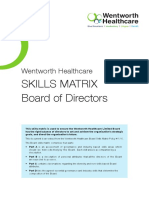 Skills Matrix Board of Directors: Wentworth Healthcare