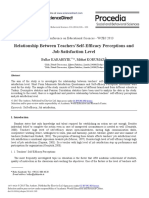 Relationship Between Teachers'Self-Efficacy Perceptions and Job Satisfaction Level