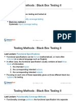 Testing Methods: Black Box Testing II: Last Lecture