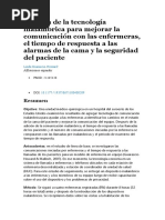 Examen de La Tecnología Inalámbrica para Mejorar La Comunicación Con Las Enfermeras