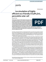 Device Simulation of Highly Efficient Eco Friendly CH NH Sni Perovskite Solar Cell