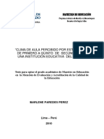 2010 - Paredes - Clima de Aula Percibido Por Estudiantes de Primero A Quinto de Secundaria en Una Institución Educativa Del Callao