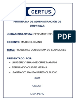 Sesión 11 Ejercicios - Problemas de Sistemas de Ecuaciones