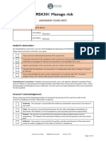 BSBRSK501 Manage Risk: Assessment Cover Sheet