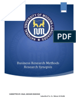 Business Research Methods Research Synopsis: Submitted By: Bilal Asghar (9182010)