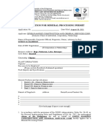 Application For Mineral Processing Permit: EFREN M. RAMIREZ