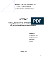 Referat: Tema: Sarcinile Şi Principiile de Bază Ale Procesului Contravenţional"