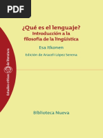 ¿Qué Es El Lenguaje Introducción A La Filosofía de La Linguística by Esa Itkonen Esa Itkonen Araceli López Serena