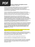 Distributional Semantics in Linguistic and Cognitive Research Article in Italian Journal of Linguistics