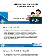 Orientation On Phil-Iri Administration: October 18, 2021