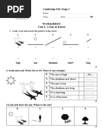 Unit 1: A Day at School: Worksheet