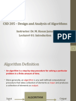 CSD 205 - Design and Analysis of Algorithms: Instructor: Dr. M. Hasan Jamal Lecture# 01: Introduction