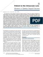 Matching The Patient To The Intraocular Lens Preoperative Considerations To Optimize Surgical Outcomes