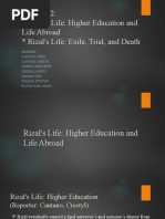 Rizal's Life Higher Education and Life Abroad and Rizal's Life Exile, Trial, and Death