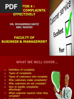 Managing Complaints Effectively: Dr. Muhammad Hafiz Abd. Rashid