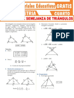 Ejercicios de Semejanza de Triángulos para Cuarto Grado de Secundaria