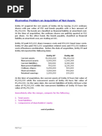 Illustrative Problem On Acquisition of Net Assets: Entity XY Entity AB