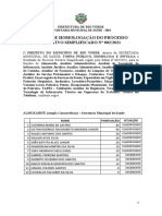 Termo de Homologação Do Processo Seletivo Simplificado #002/2021