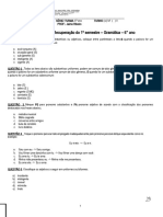 Estudo Dirigido de Gramática - 6º Ano - Gramática