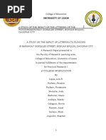 A Study On The Impact of Littering To Flooding in Barangay Gonzales Stresst, Bonuan Boquig, Dagupan City