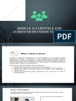 Module 11 Clientele and Audiences of Communication