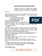 Business Transactions and The Accounting Equation