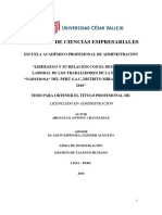 "Liderazgo y Su Relación Con El Desempeño Laboral de Los Trabajadores de La Empresa Tgestiona Del Peru Sac 2016