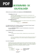 Cuestionario. Escatología