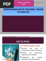 Professionalism in Teaching: Theory To Practice: Course Code: 8612 Unit 3